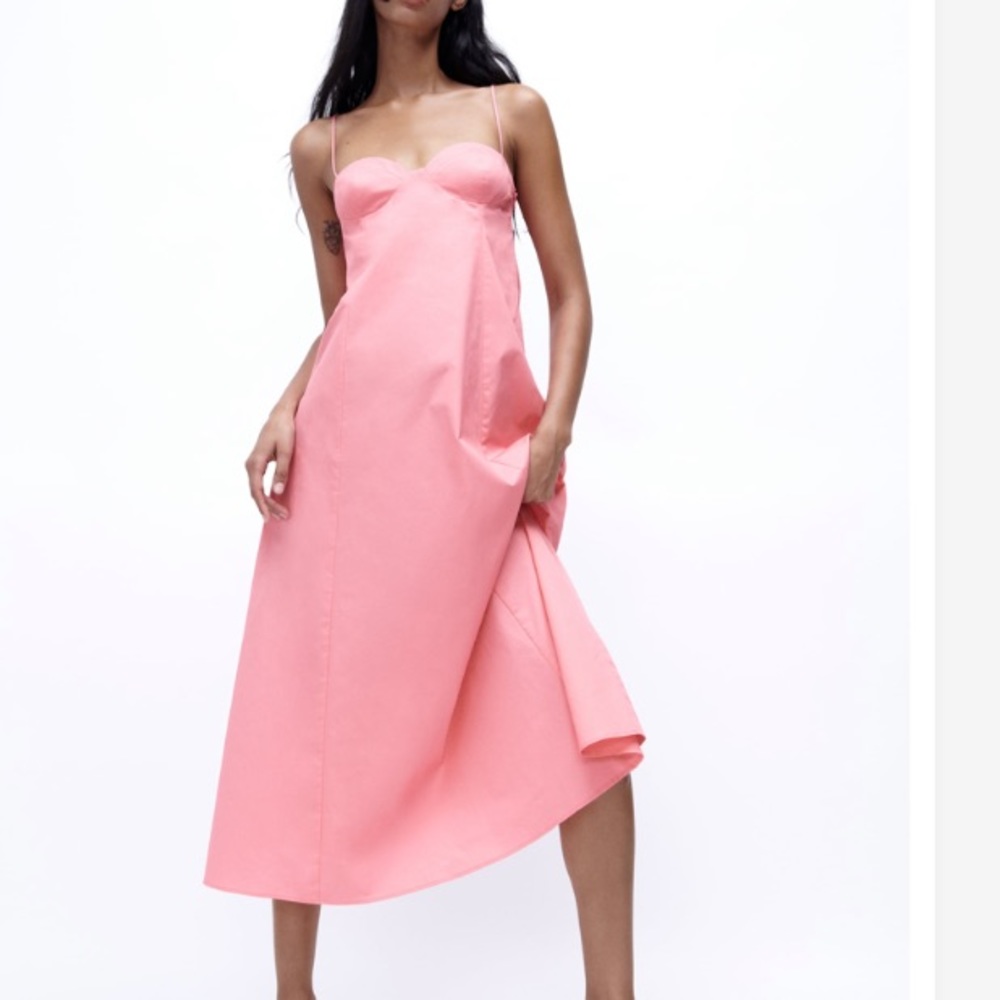 ZARA pink poplin midi dress - Picture 8 of 11